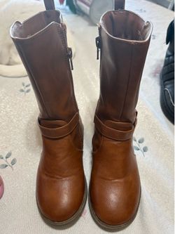 Place Unisex Kids Knee High Riding Boots Brown Zip Synthetic US 10 EU 27