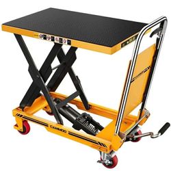 Foldable Hydraulic Lift Table Cart, 500lbs Capacity, 28.5" Lifting Height, Single Scissor Lift with Non-Slip Pad & Thickened Scissors Design for Mater