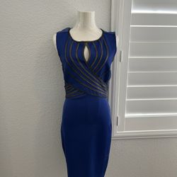 B.  Short Navy Blue Dress, Size M. Shavon Top Back