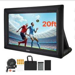 20FT Inflatable Projector Screen,Inflatable Movie Screen Outdoor with 250W Air Blower Projector Screen Oxford Fabric Material Blow Up Screen for Outdo