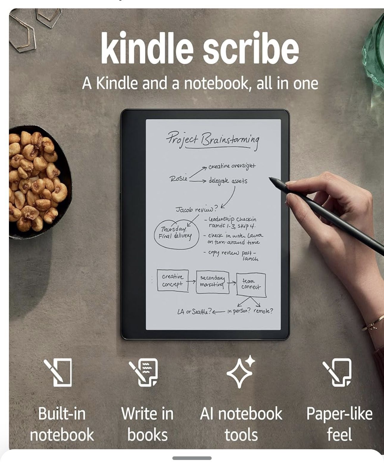 Amazon Kindle Scribe (64 GB) - 10.2" 300 ppi Paperwhite display, a Kindle and a notebook all in one, convert notes to text and share, includes Premium