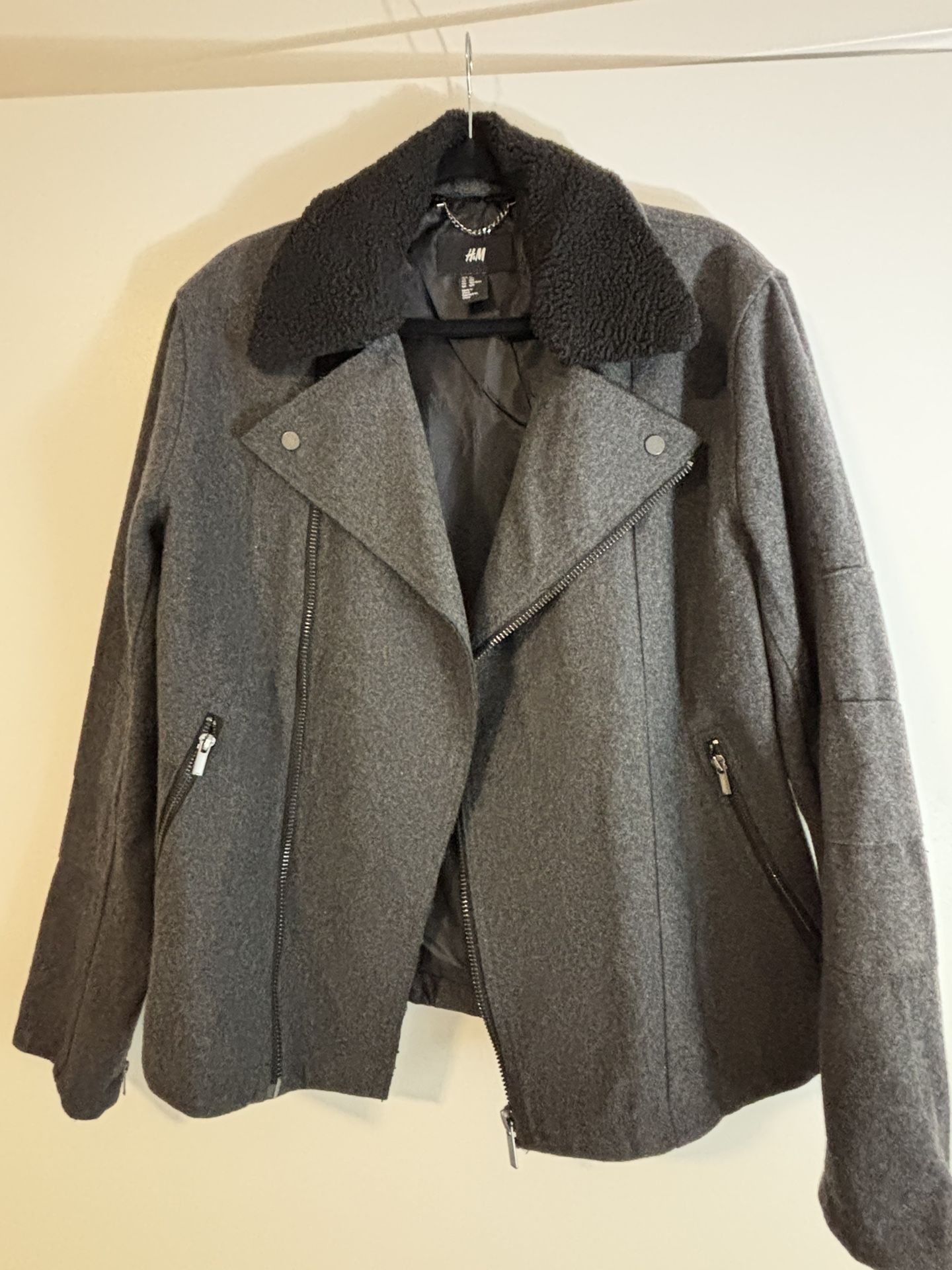 Men H&M Winter Wool Blend Biker Jacket