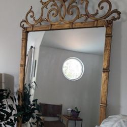 Palladio Antique Gold Vintage Gilt Metal Rococo Hollywood Regency Mirror Art Made in Italy, Excellent Condition,
