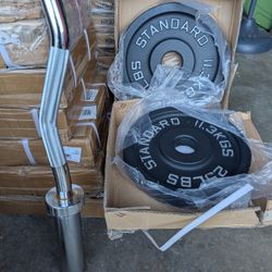 25lb And Olympic Curl Bar Weight Set