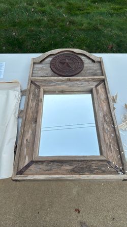Rustic Wood Mirror with Texas State Seal