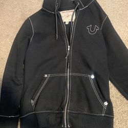 true religion big T logo zip up hoodie size medium