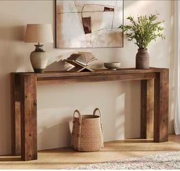 New assembled XK00839 Solid Wood Console Table for Entryway, 70.9-Inch Extra Long Farmhouse Sofa Table Behind Couch, for Living Room, Foyer, Hallway, 