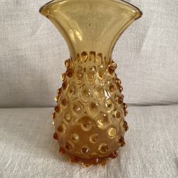 Vintage Emboli Or Murano Italy Hand blown Seeped Amber Vase