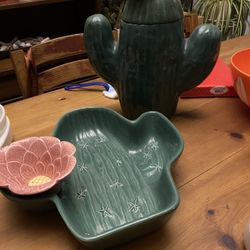 Treasure craft Cookie Jar Chip Dip Cactus 