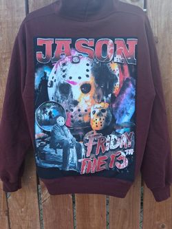 Dark Red Hoodie With Jason Back Patch