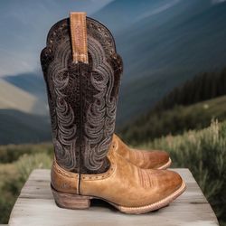 Ariat Barton Ultra Rustic Embroidery Cowboy Square Toe Mens Size 9 B #10014165