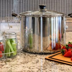 20Qt Canner w/Temp Indicator & Rack Multi Use Stainless Steel Canning Water Bath Kit Holds Up To 7 Jars

