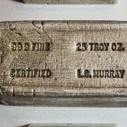 25 ounce LC Murray .999 Silver Bar-Scarce