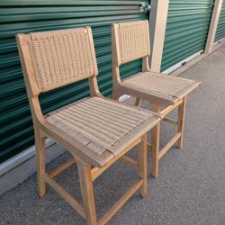 2 New Rattan Counter Stools 