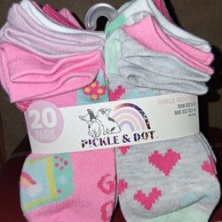 Pickle & Dot 20 Pack Girls Sock Shoe Size 10.5-4