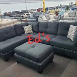 BRAND NEW REVERSIBLE SECTIONAL SOFA SET WITH OTTOMAN INCLUDED $649