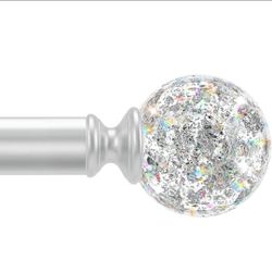 Silver Decorative Crystal Curtain Rod,1" Heavy Duty Adjustable 18-60"
Girly Elegant Acrylic Bling Diamond Crystal Foil Finials,Sturdy Metal Drapery Ro