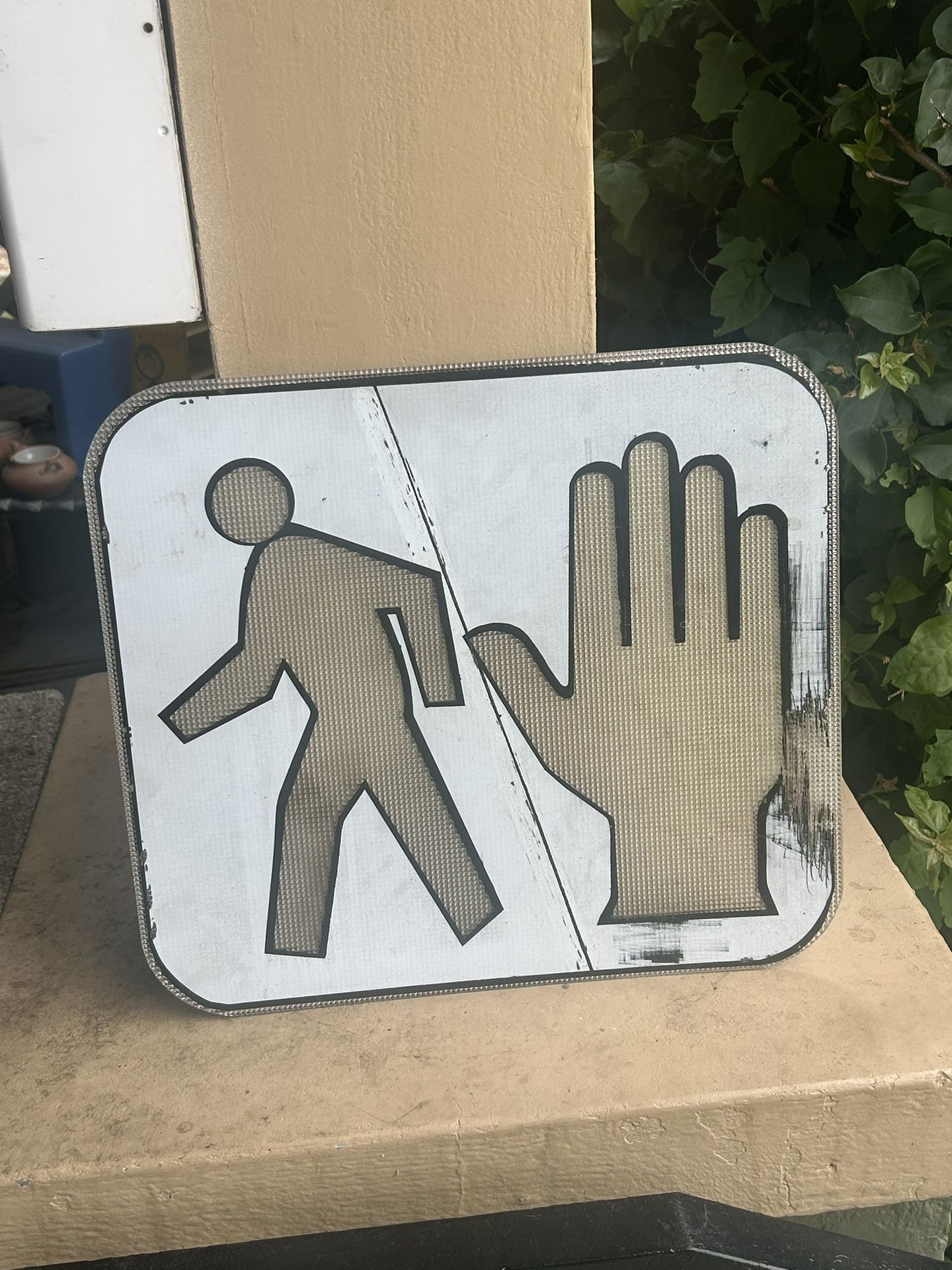 Vintage Gritty Urban Decor; Decommissioned Pedestrian Panel: