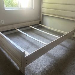 Queen Bed Frame and Dresser With Mirror