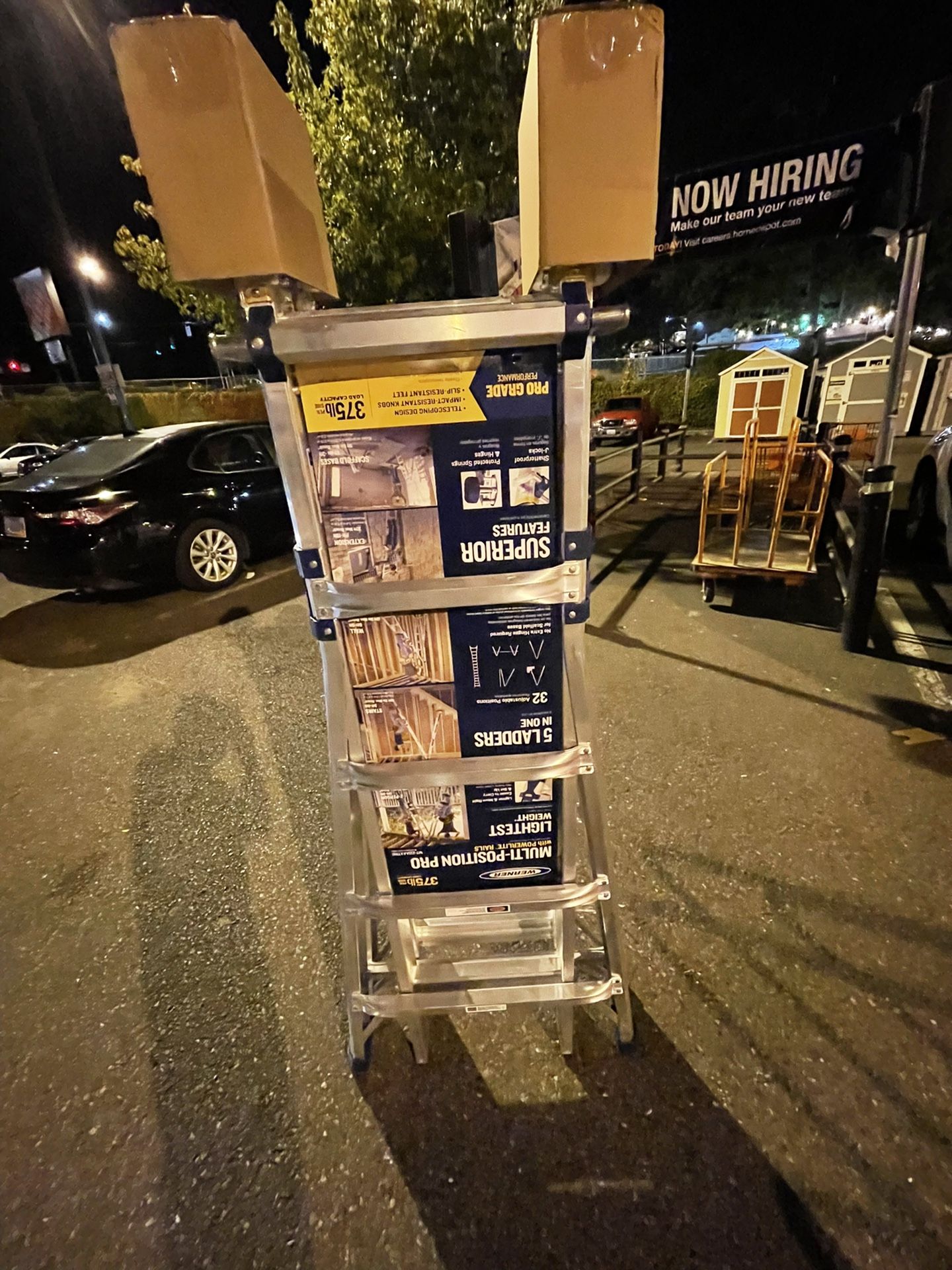 Werner 22 ft. Reach Aluminum 5-in-1 Multi-Position Pro Ladder with Powerlite Rails 375 lbs. Load Capacity Type IAA Duty