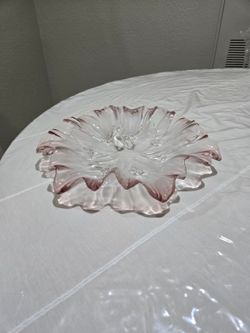 Pink Art Glass Flower Bowl