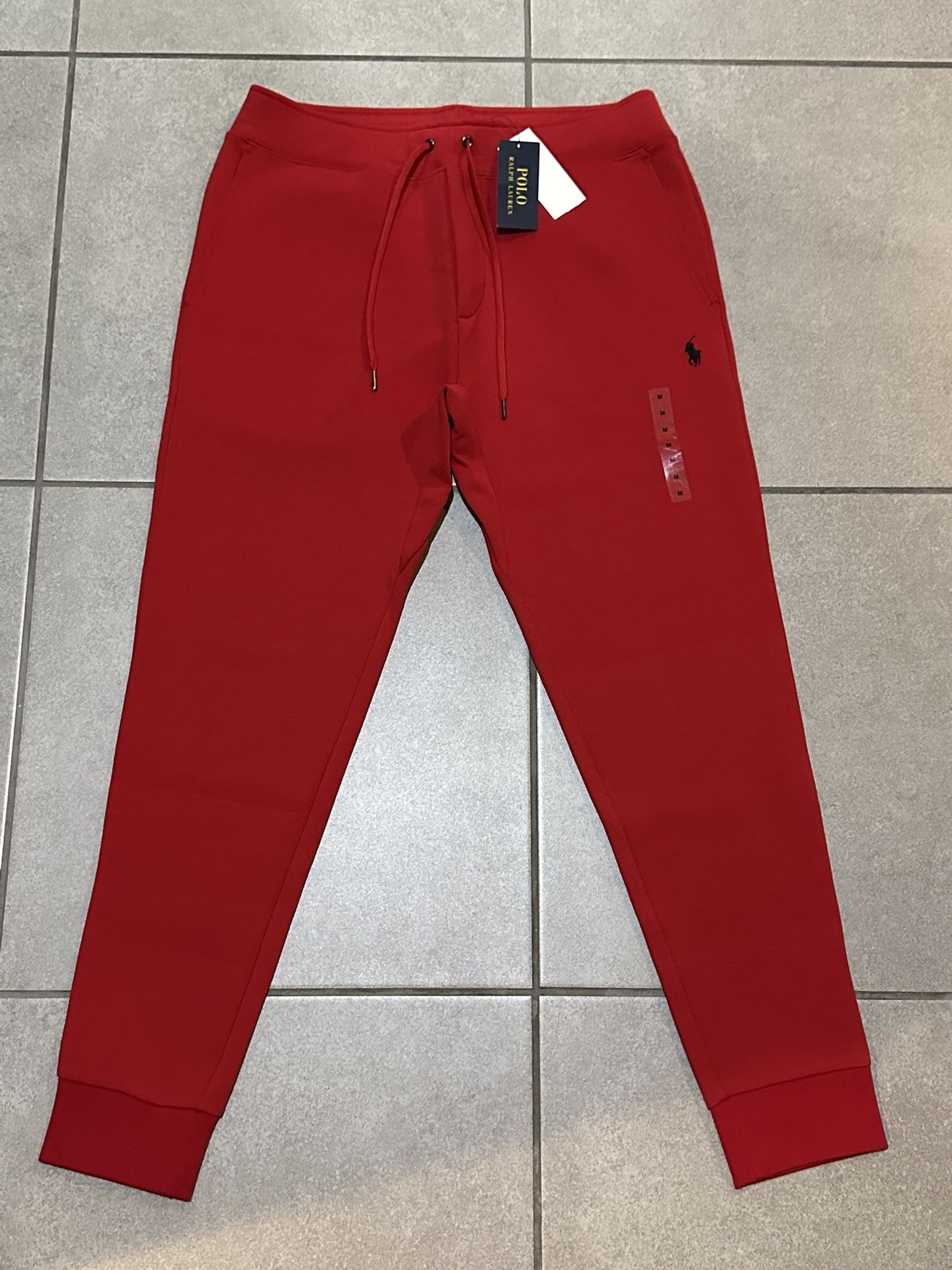 Brand New With Tags Men's Ralph Lauren Polo Double-Knit Red Black Jogger Pants Men’s Size Medium M