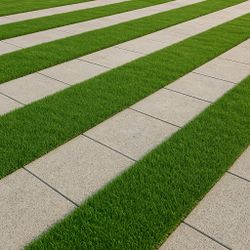 Fake Grass Rocks Concrete 