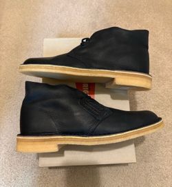 New w/box Clarks Originals Desert Boot Navy Leather Men's Chukka Boots with Crepe Sole
