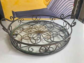 Wrought iron & Glass Serving Tray
