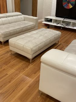 White Leather Dining Room Sofa Set ....will Deliver