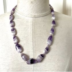 Chevron Amethyst Beaded Necklace 