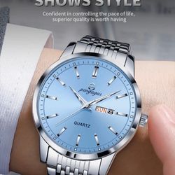 PENGAGAR Classic Fashion Calendar Week Waterproof Luminous Men's Quartz Watch,
