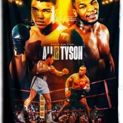 Ali vs. Tyson Two Titans One Ring Dream Clash Of Legends Wall Tapestry 16"× 24"