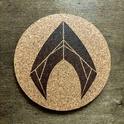 Aquaman Symbol Laser Engraved Cork Coaster