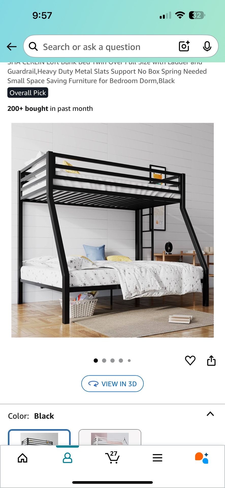 Twin over full bunk bed