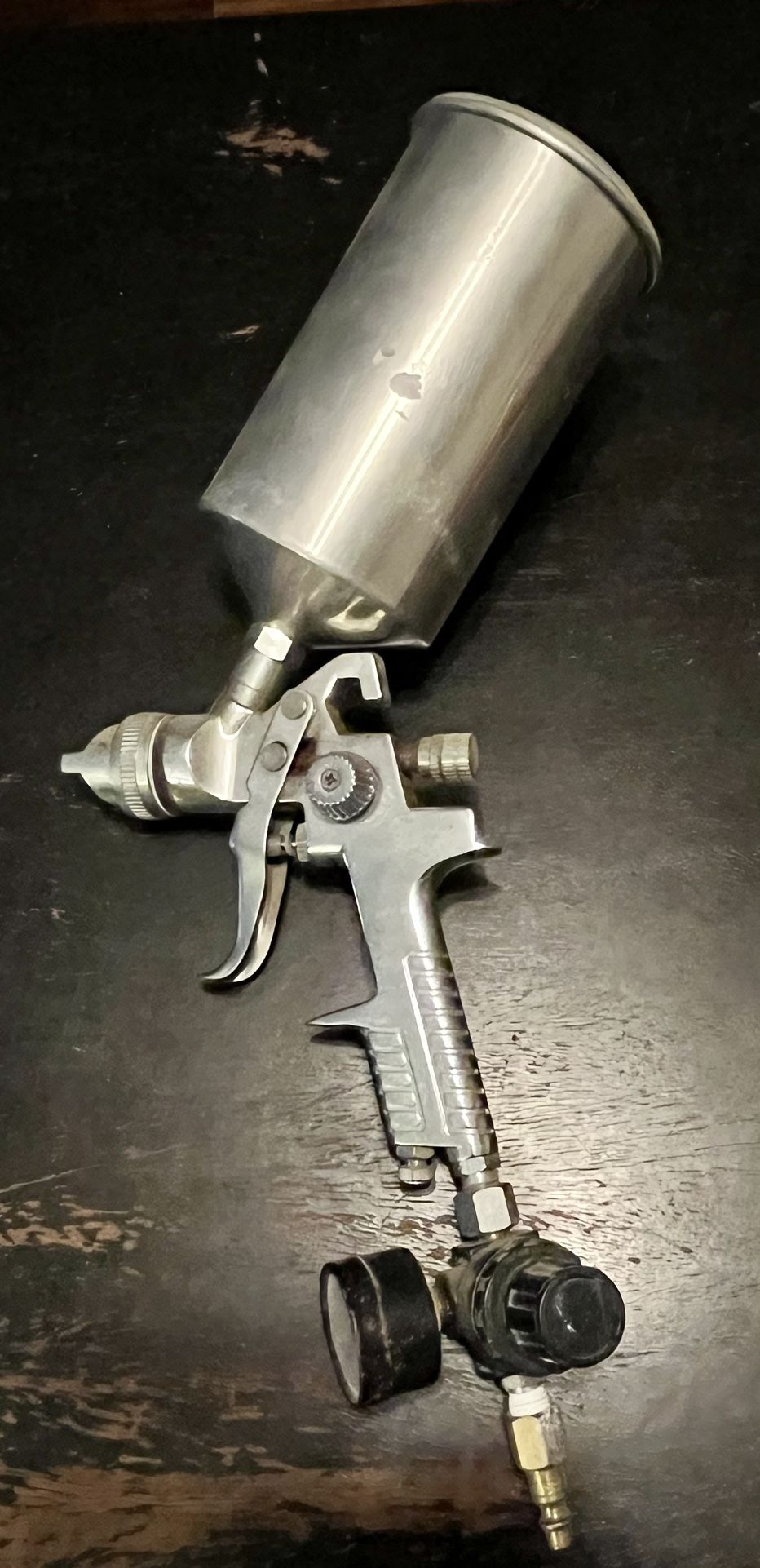 HVLP HighTech Air Spray Gun H827W 1.7 Paint Gun W/ Hopper/Tank And Gauge