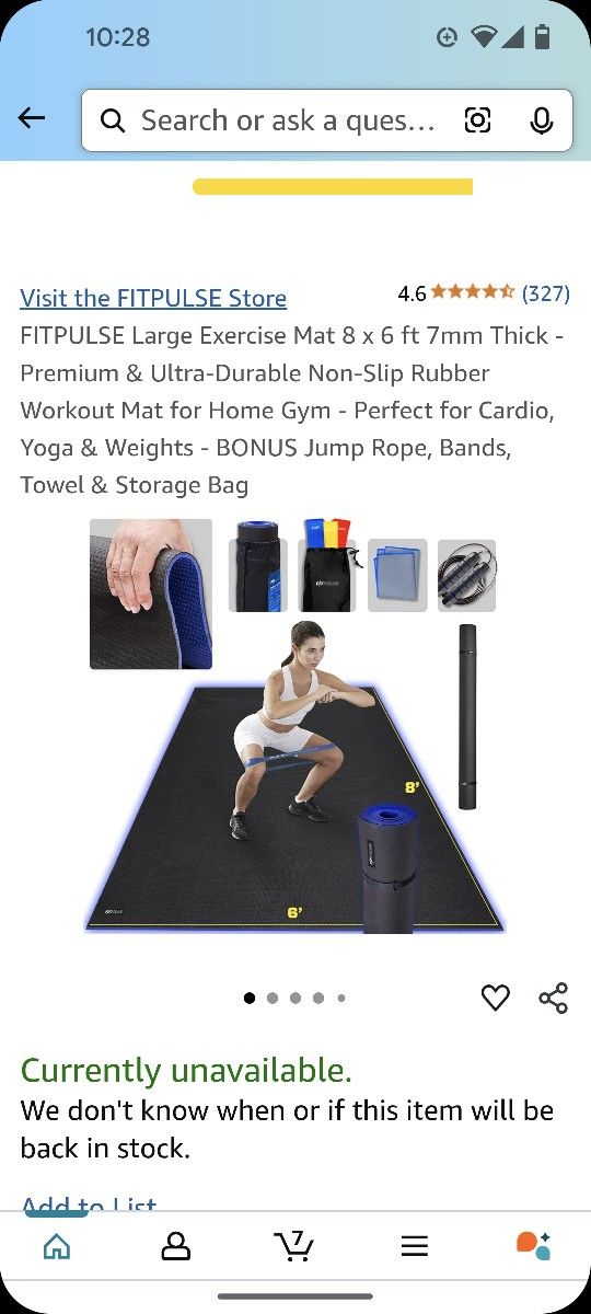 FitPulse Exercise Mat 6 X 8 Feet