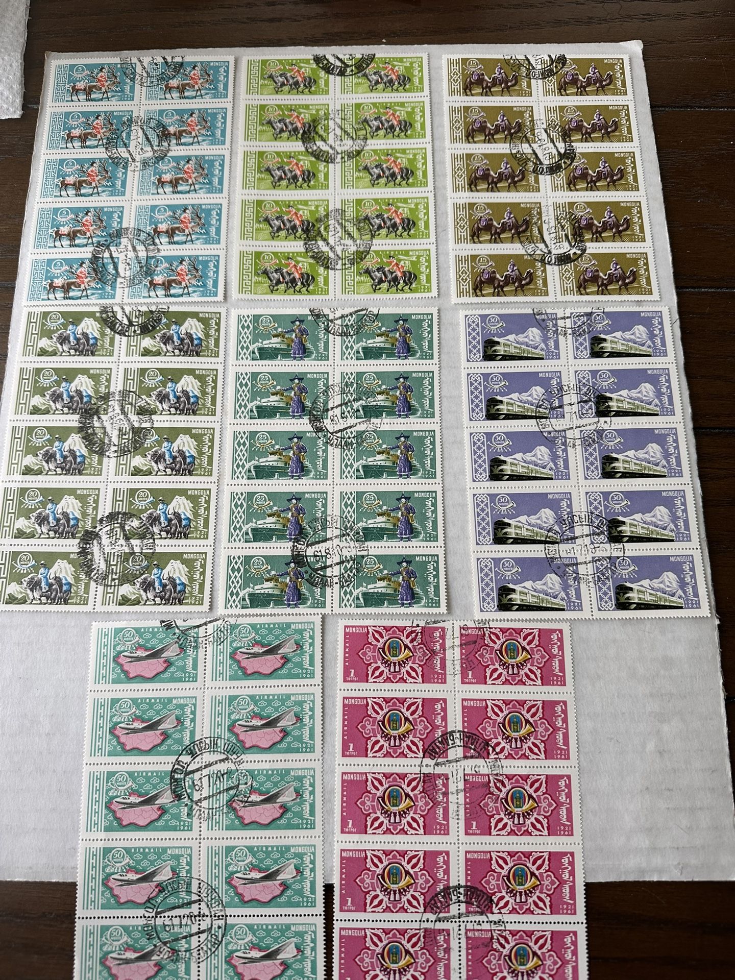 Mongolia 1961 8 Blocks Of 10 Stamps Complete Set