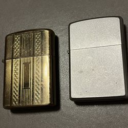 Reduced! Two Vintage Lighters $45 : Like New : Zippo Brushed Chrome . Gold Tone  Windsor 