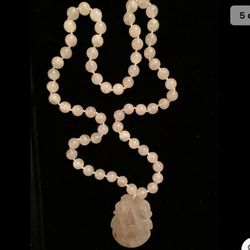 Vintage  Asian Rose Quartz Necklace 