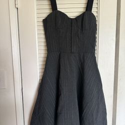 Guess Black and White Pinstripe Rockabilly Style Dress w/ Bustier Top Size Small - $25