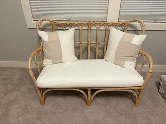 Rattan Bench/Loveseat with Pillows