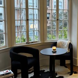 Black armchair and table set