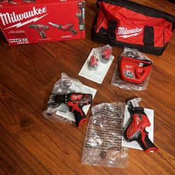 MILWAUKEE COMBO KIT  M12 Li-ion Cordless  3/8 in Drill Driver  Hackzall Combo Kit