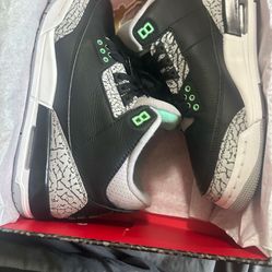 Green Glow Jordan 3s New 