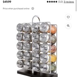 Orii 20 Jar Spice Rack Stainless Steel Filled with Spices - Standing Rack Shelf Holder & Countertop Spice Rack Tower Organizer for Kitchen Spices with