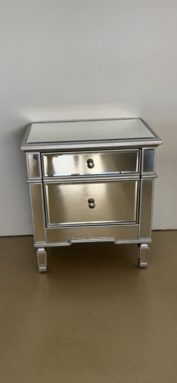 2 EACH MIRRORED SILVER NIGHT STAND