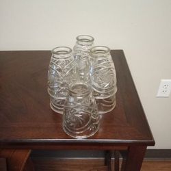 7 Vintage Etched Starburst Glass Globes
