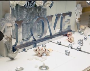 Wedding silver “LOVE” sign $10