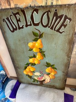 Welcome Sign - Slate Rooftop Shingle -Vintage